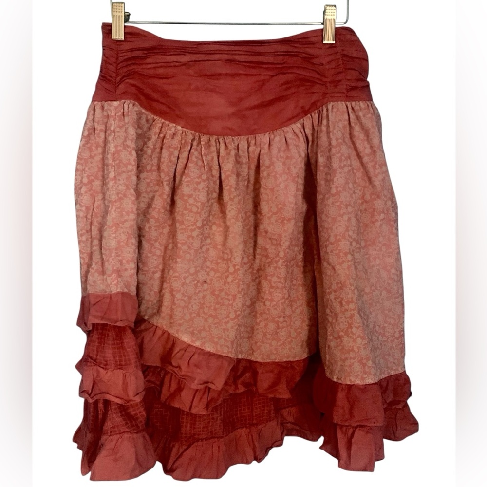 REBE Y2K Floral Ruffle Skirt Boho Prairie Cottagecore Size S